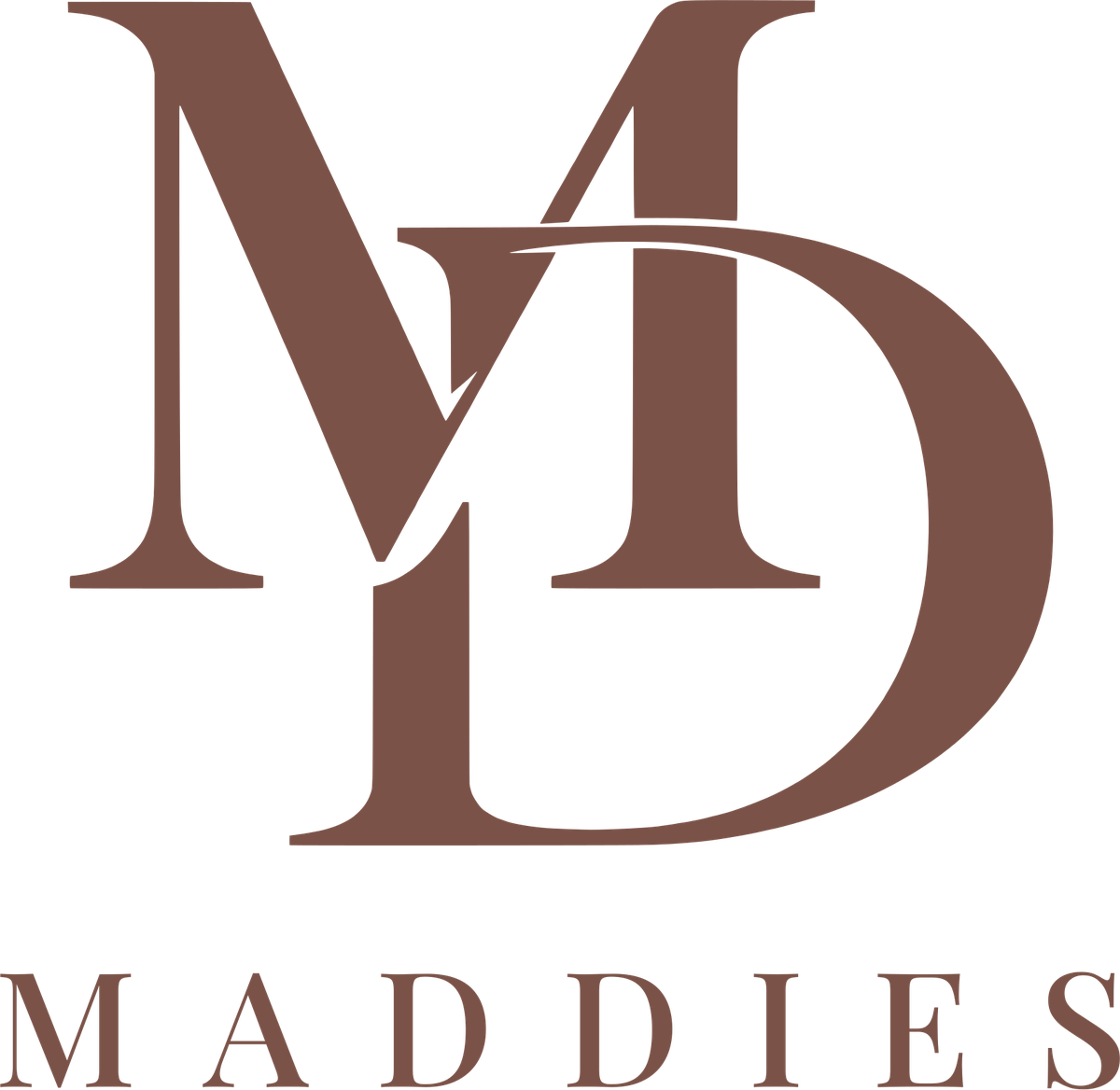 The MD monogram above the word Maddies